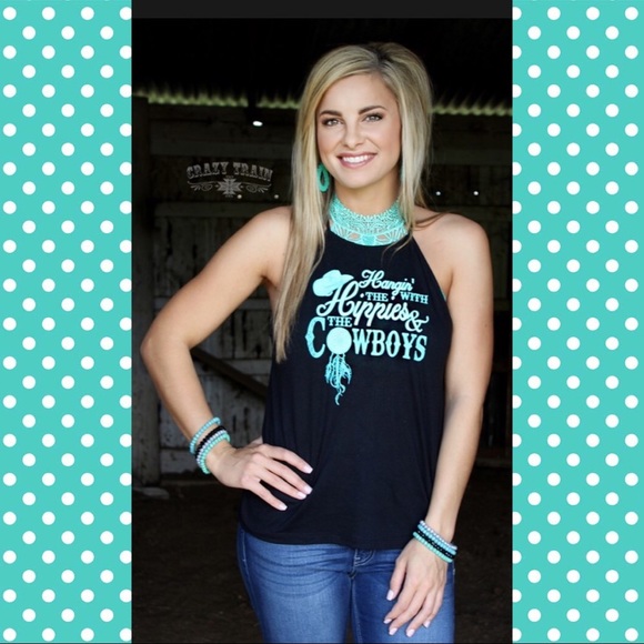 Hanging With The Hippies & The Cowboys black tank - Picture 3 of 5